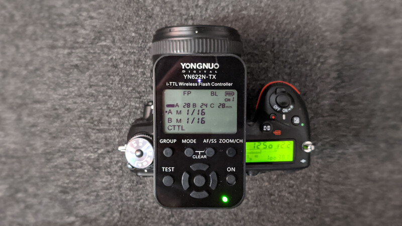 Flash gun power via transmitter