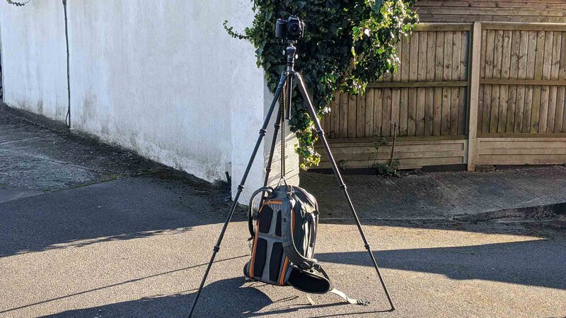 Bungee cord the tripod and camera bag