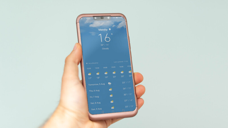 Weather app on smartphone