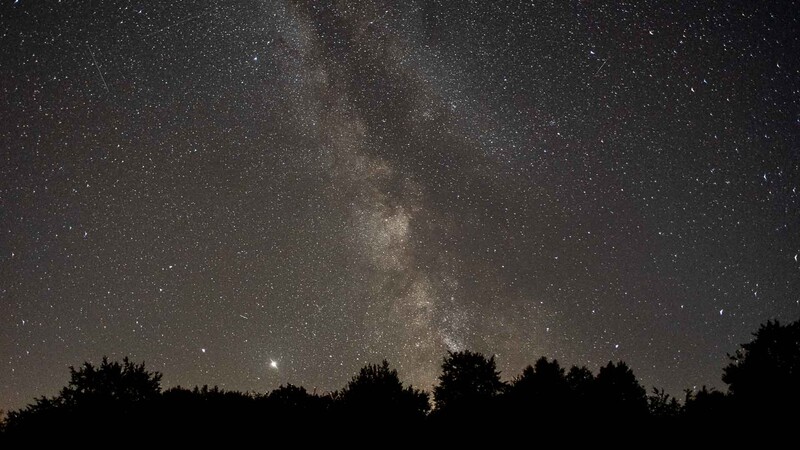 Milky way above forest scene