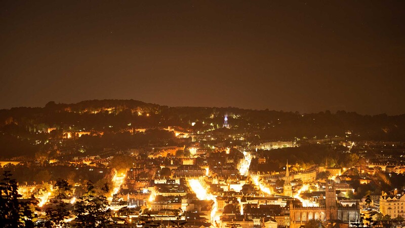 Cityscape light pollution at night