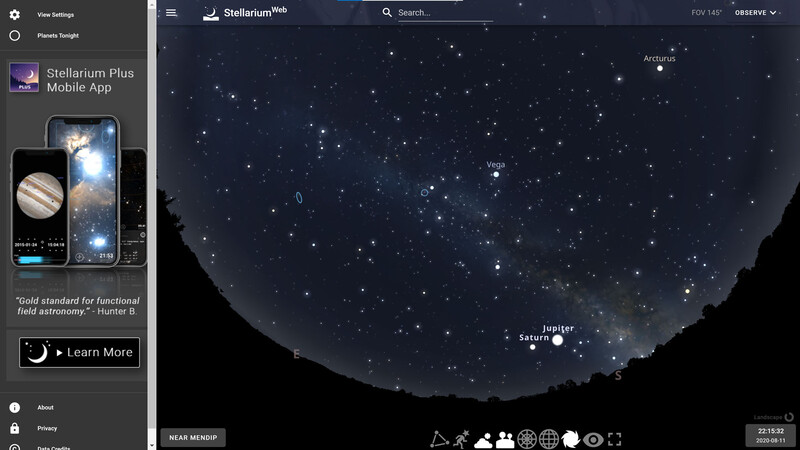 Stellarium web browser screenshot