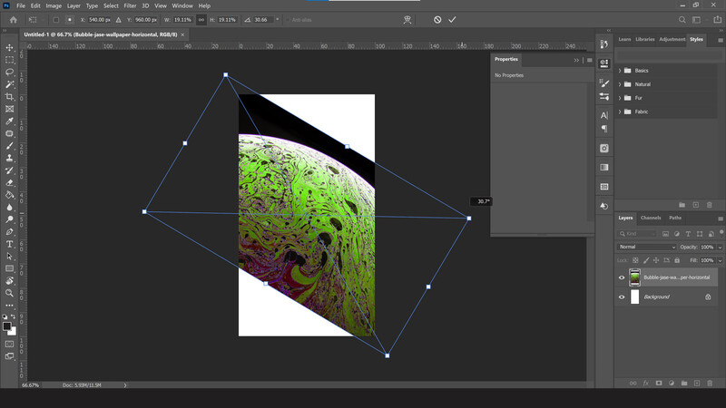 Resizing and rotation photo in photoshop cc