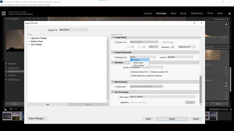 Output sharpening in lightroom classic