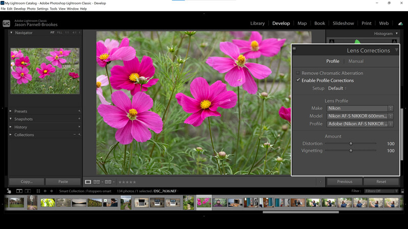 Enable Profile Corrections screenshot in Lightroom