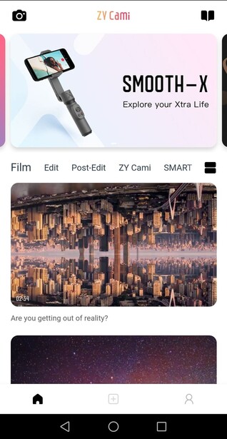 Zhiyun Smooth-XS gimbal app screenshot