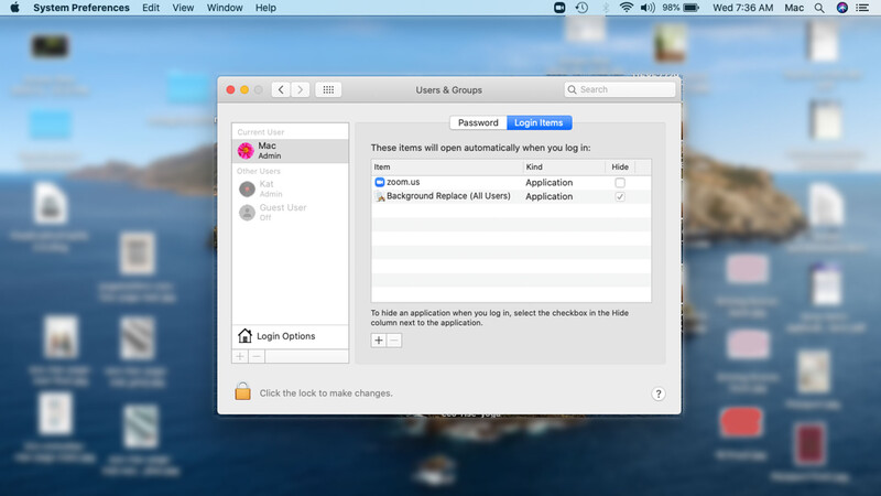 Remove login items on macbook