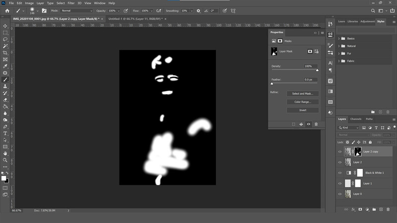 Mask the sharpening layer