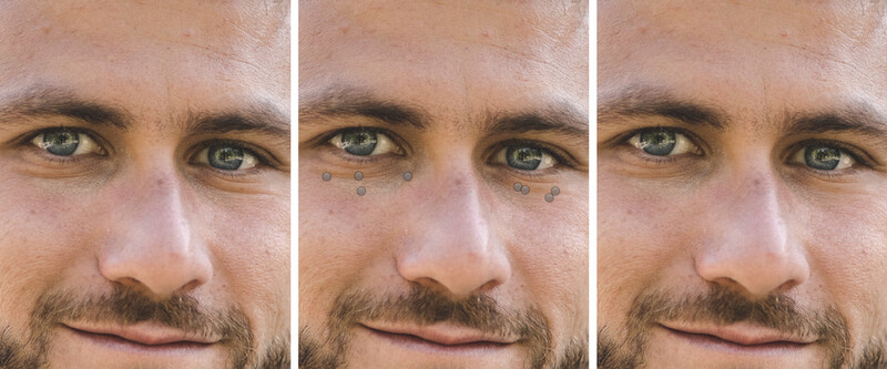 Lightroom spot removal tool eye bags and wrinkles