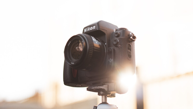 Film camera backlit by light
