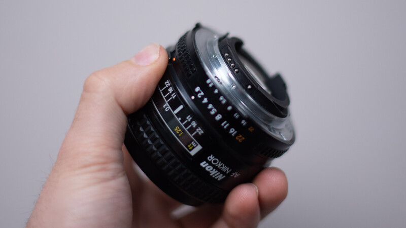 Nikkon 24mm lens in hand