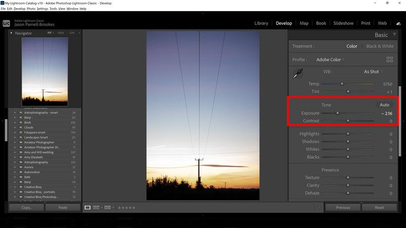 Exposure slider in lightroom classic