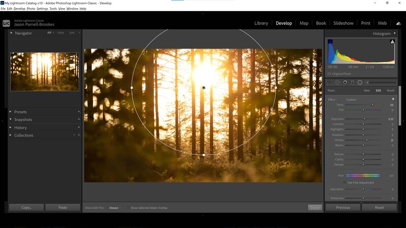 Add flare to sunsets using the radial filter
