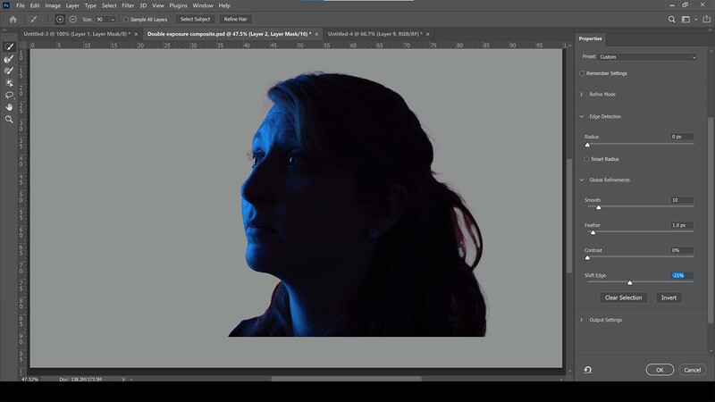 Adjusting the select and mask properties