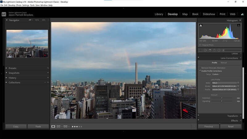 Enable lens corrections in lightroom