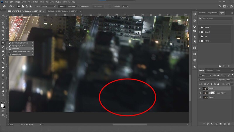 Use the patch tool to remove edge distractions