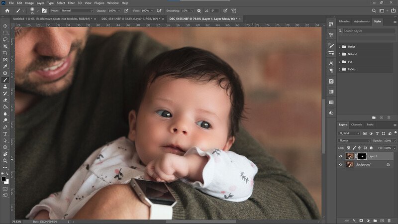 Softening baby skin in portraits