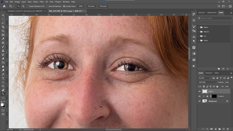Whites of the eyes retouching mistake