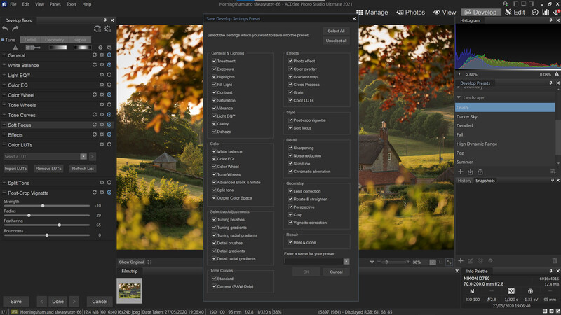 Create a preset in acdsee
