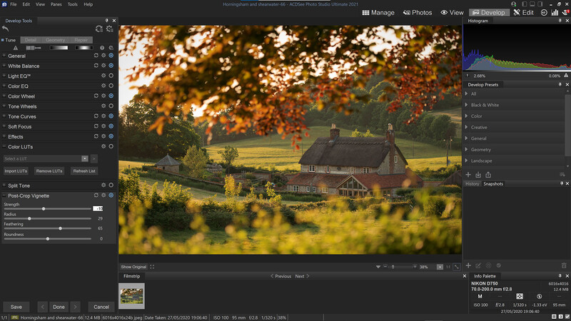 Post-Crop Vignette tool in acdsee