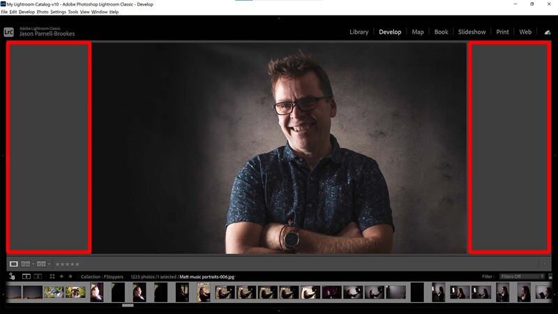 Hide the side panels in Lightroom