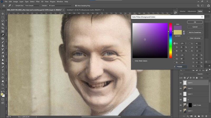 Paint shadows purple on the face