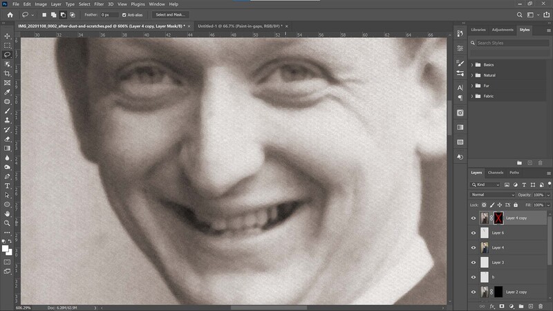 Desaturate the teeth in Photoshop