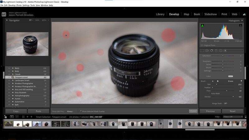 Option to remove spots with an adjustment brush