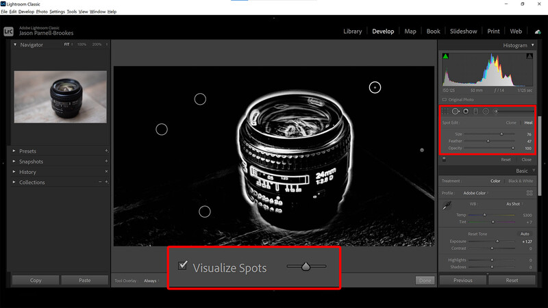 Remove sensor spots in Lightroom classic
