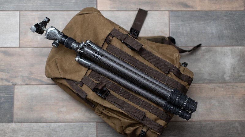Tripod connection on front of backpack