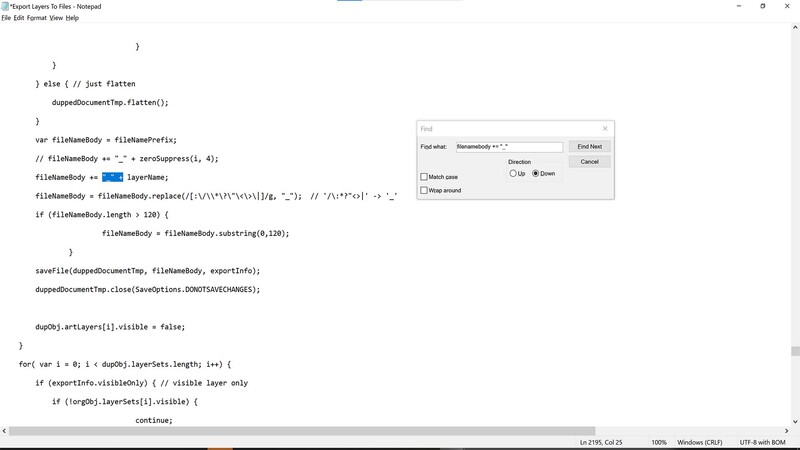 Delete part of the script in notepad