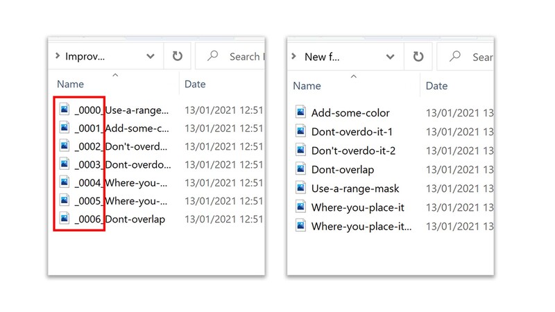 Saved filename comparison
