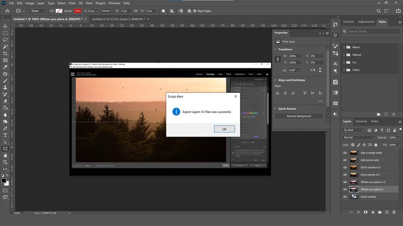 Export successful in photoshop