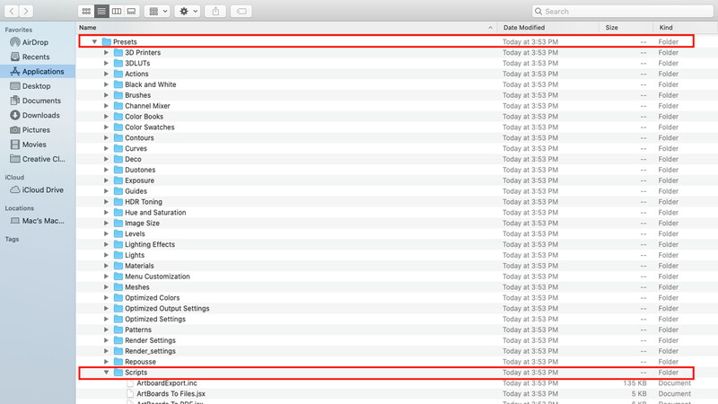 Navigate to the scripts in macOS X