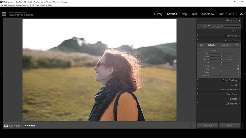 Desaturate blues in Lightroom