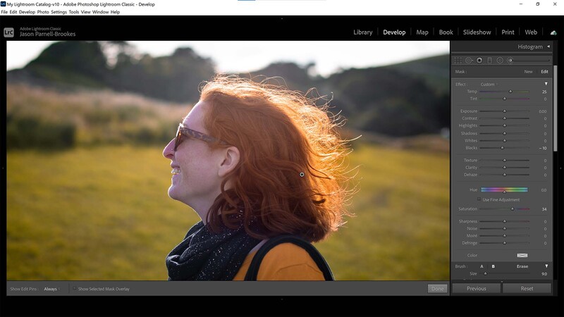Saturate the hair in Lightroom