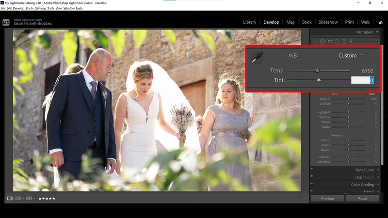 Refine white balance with sliders in lightroom