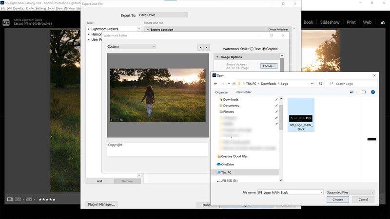 Navigate to logo in lightroom