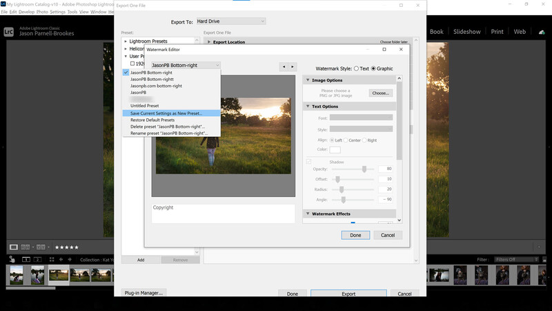 Save the watermark in lightroom