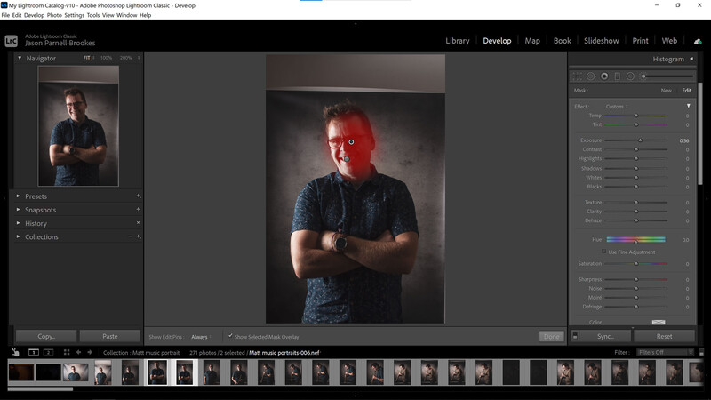 Adjustment brush on face
