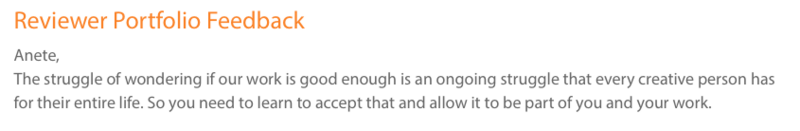 A screenshot of reviewer portfolio feedback