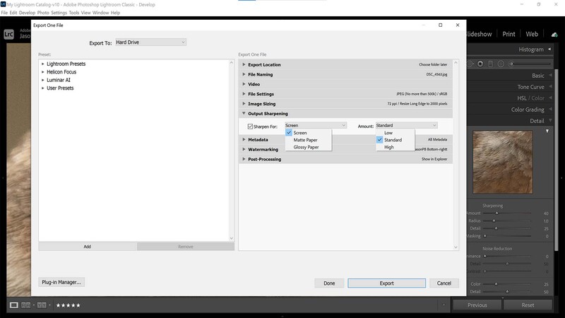 Output sharpening in lightroom