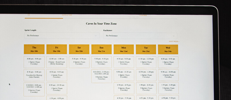 The scheduling system used by Cave Day.