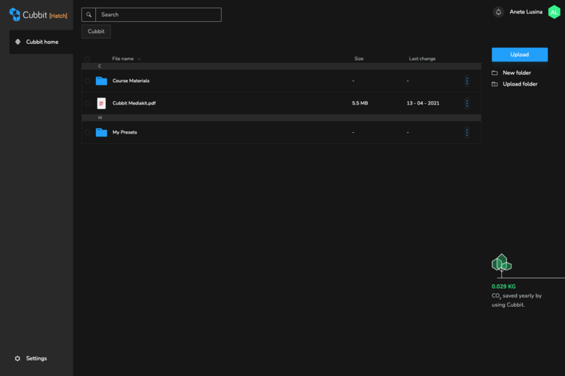 Cubbit web interface