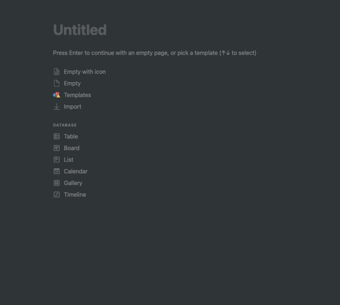 A blank page in Notion