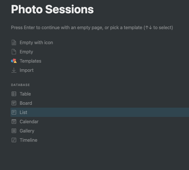 Notion Viewing Options