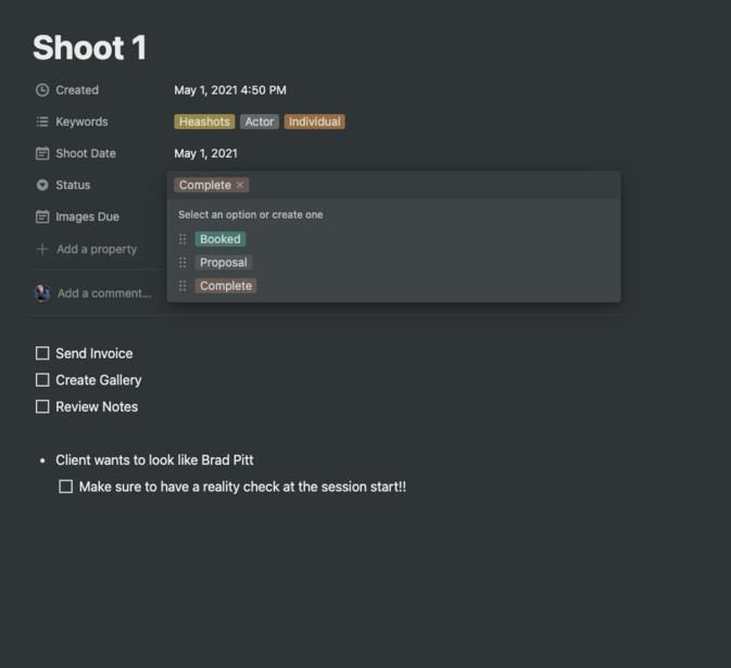 Notion Template Example