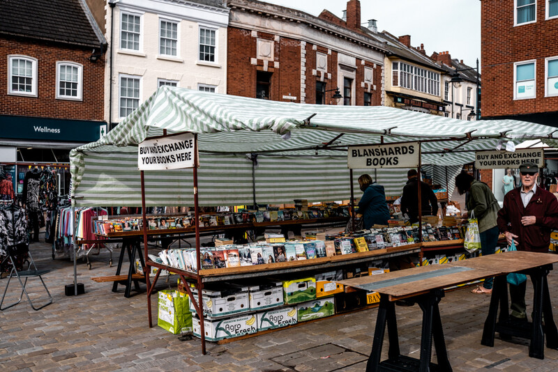A market stall with sellers