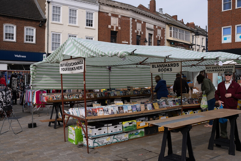 A market stall with sellers