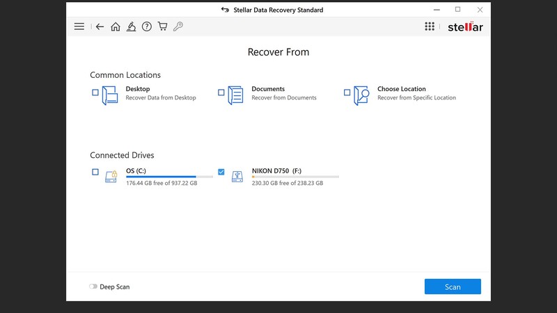 Choosing a file directory to recover from
